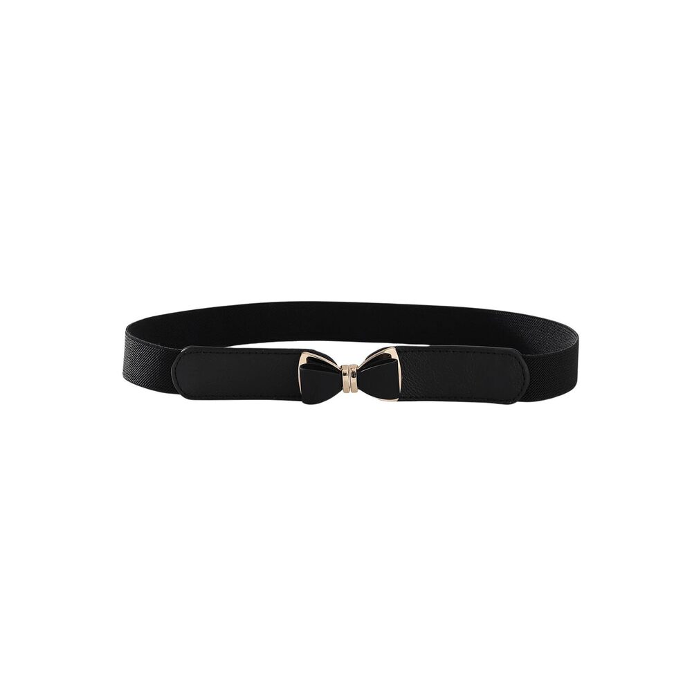 6764 Women's Bowknot Buckle Belts Elastic Thin Waist Belt For Jeans Dress